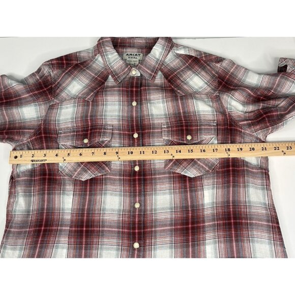 Ariat Real Laramie Western Red Plaid Flannel Shirt Women’s XL Full Snap - Picture 12 of 15